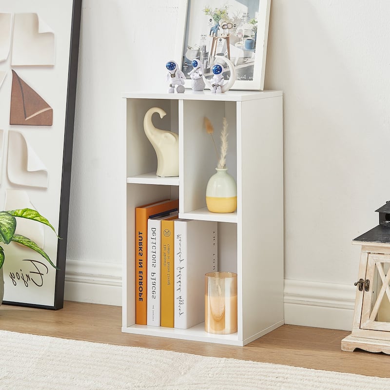 3-Shelf Cube Bookcase – Industrial Storage Bookshelf for Bedroom & Living Room - White