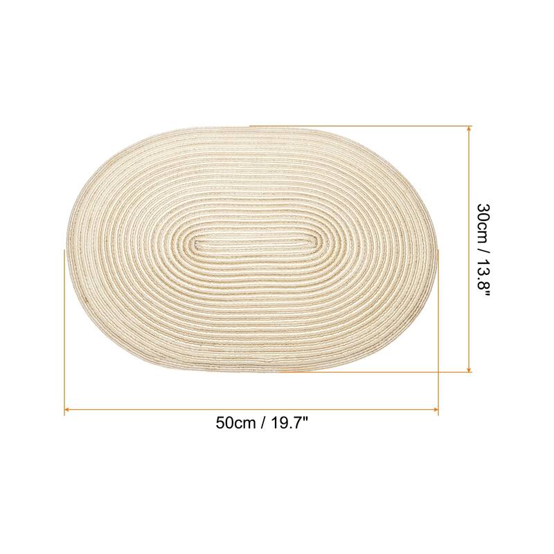 4pcs Oval Braided Placemats 19.7" Non-Slip Washable Oval Table Mats - Yellow