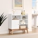 preview thumbnail 7 of 7, Colorblocking Storage Cabinet with Solid Wood Base & feet - White