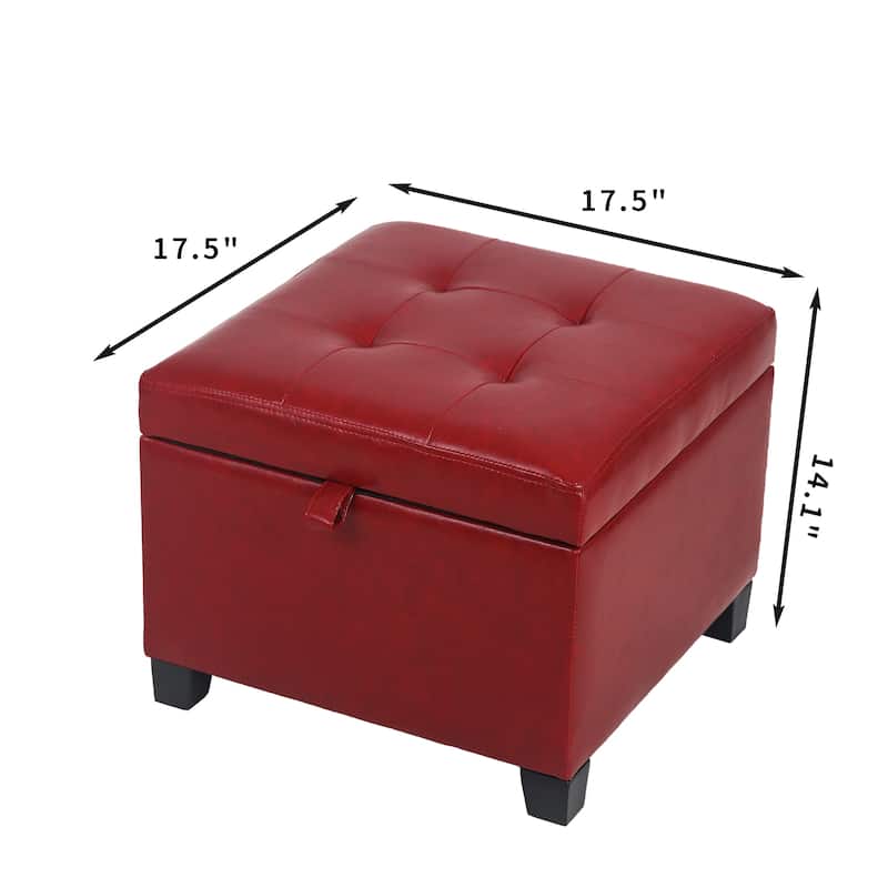 Adeco Faux Leather Tufted Flip Top Storage Ottoman