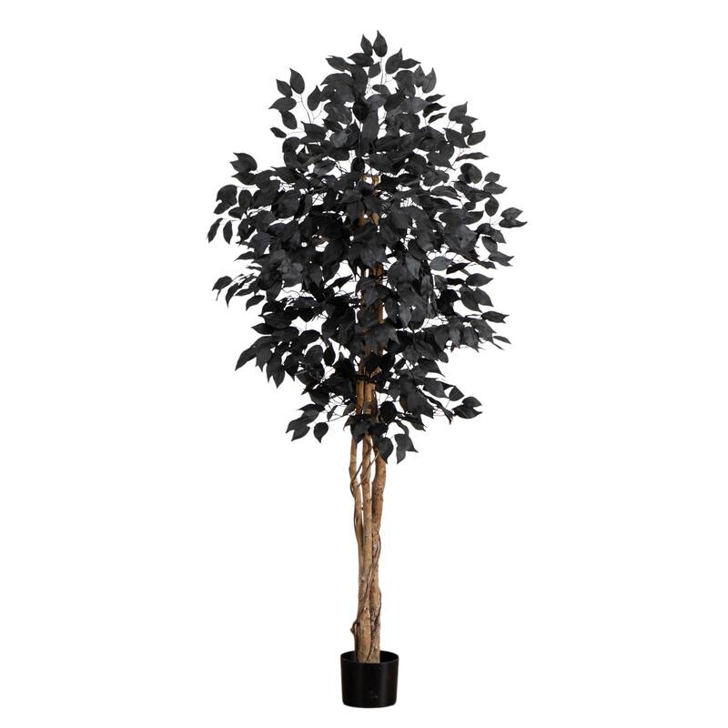 Artificial Black Ficus Halloween Potted Tree - 5' - Unlit