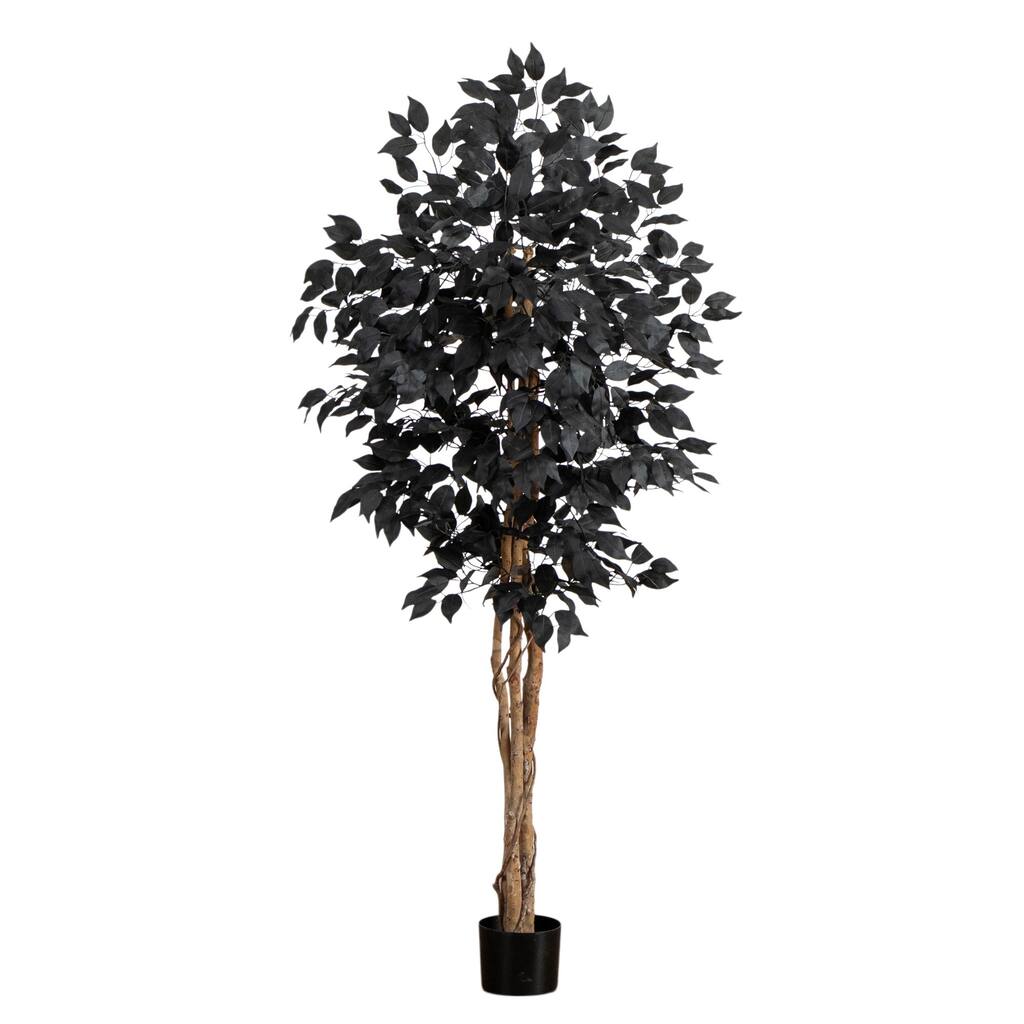 Artificial Black Ficus Halloween Potted Tree - 5' - Unlit