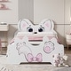preview thumbnail 9 of 14, Cartoon Twin Size Platform Bed with Trundle Cute Headboard Antique White - Twin