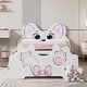 preview thumbnail 2 of 10, Cartoon Twin Size Platform Bed with Trundle and Cute Headboard, Kids Bed Frame with Sturdy Wood Construction, White