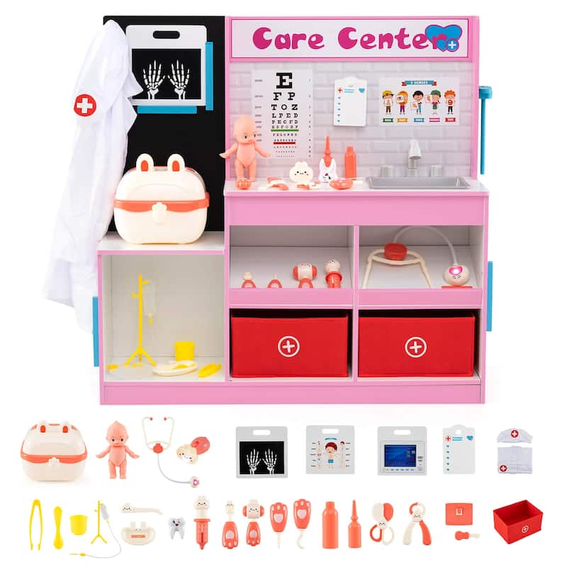 Costway Play Doctor’s Office with Examine Region X-Ray Film ECG - See Details - Pink