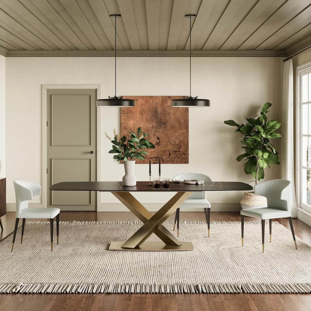 Modern Black Marble Dining Table Rectangular Table