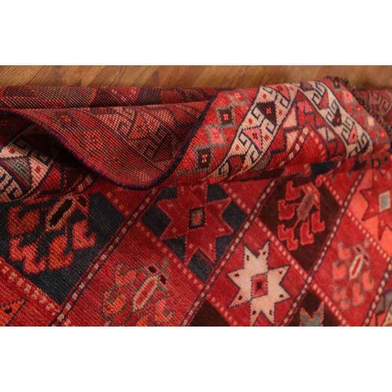 Hand Knotted Oriental 100% Wool Carpet Traditional All-Over Red Shiraz Area Rug - 9' 3'' X 5' 3''