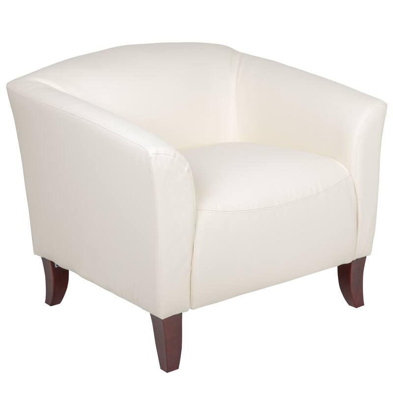 LeatherSoft Chair with Wood Feet - 33.5"W x 31"D x 29"H - White Faux Leather