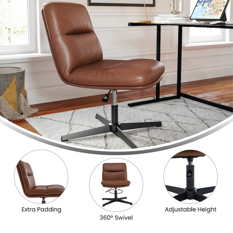 Commercial Mid-Back Padded Upholstered Swivel Office Chair - 28.25"W x 28.25"D x 29.25" - 34.25"H