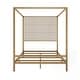 preview thumbnail 7 of 21, Metal 4-Poster Bed Frame Modern Canopy Upholstered Bed with Tall Upholstered Headboard