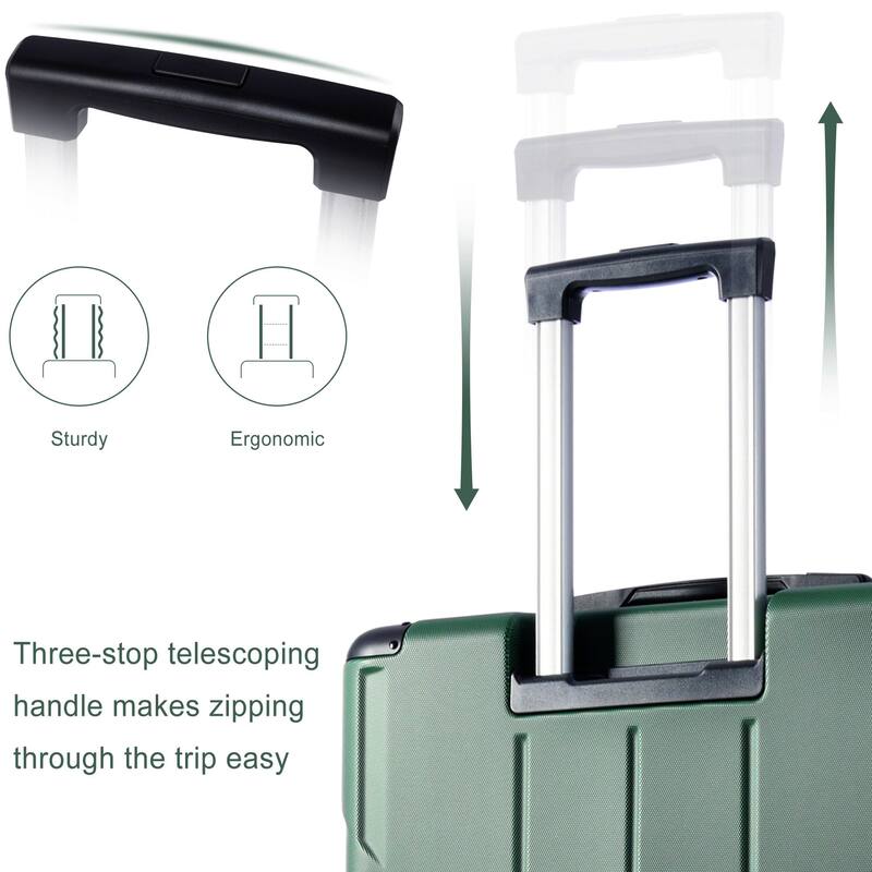 3 Piece Hard shell ABS Lightweight Durable Suitcases Set w/Double Spinner Wheels and Telescopic Handle
