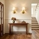 preview thumbnail 10 of 22, Rennnsan 1-Light Farmhouse Black/Gold Iron Wall Sconce with White Fabric Shade