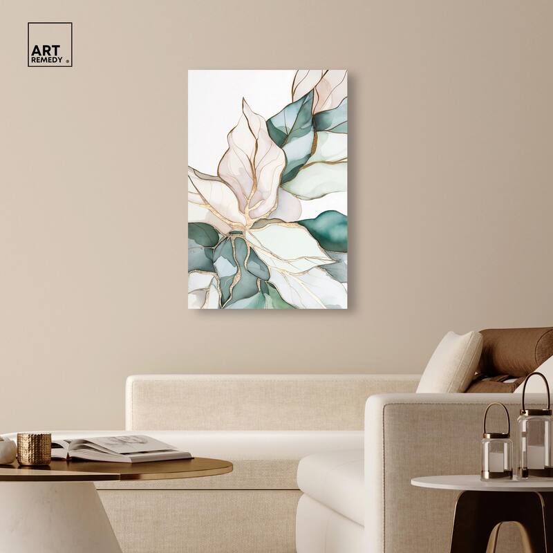 Pastel Leaves with Gold II Canvas by Art Remedy, Gallery Wrapped