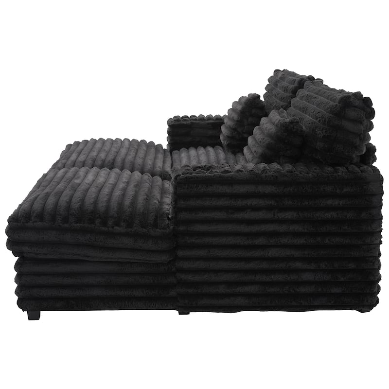 Plush Oversized Double Chaise Sofa with USB Charging, Cup Holders & Ultra-Deep Seating by Harper&Bright Designs