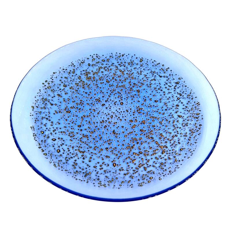 11 Inch Glass Pebble Pattern with Shimmering Effect Dinner Plate Perfect Centerpiece for Dining Table - 11”D x 11”W x 0.5”H