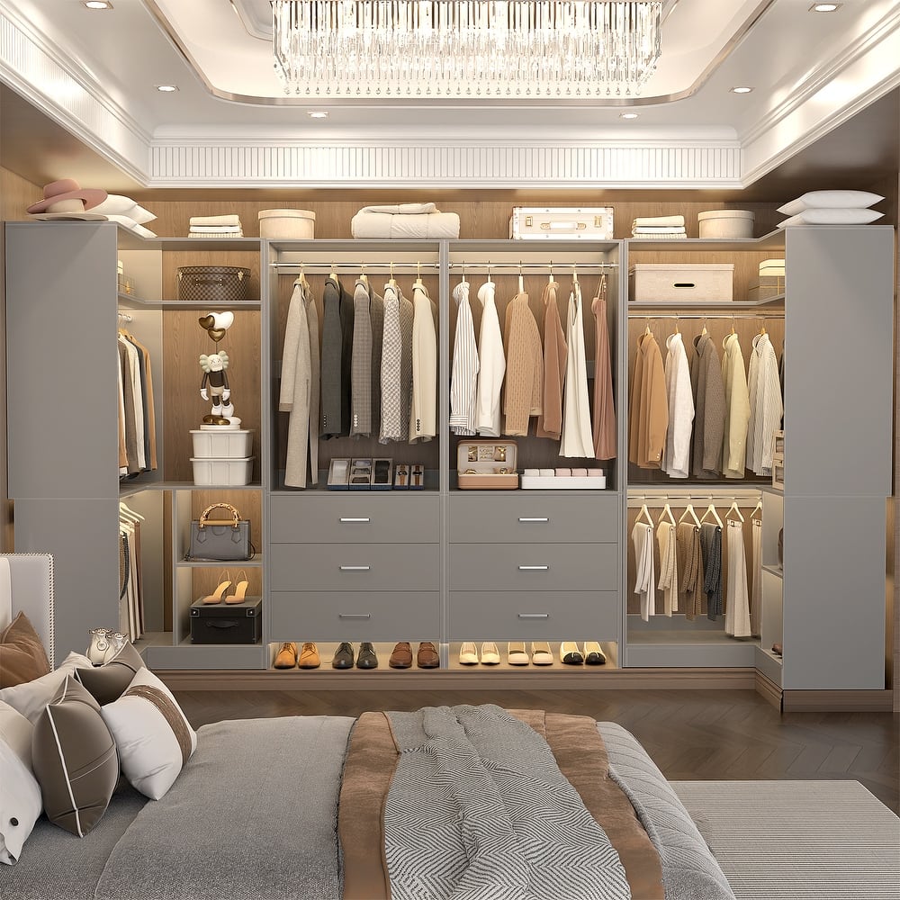 Cimly Set of 4 Closet Organizer with Drawers, U Shaped Freestanding Closet System