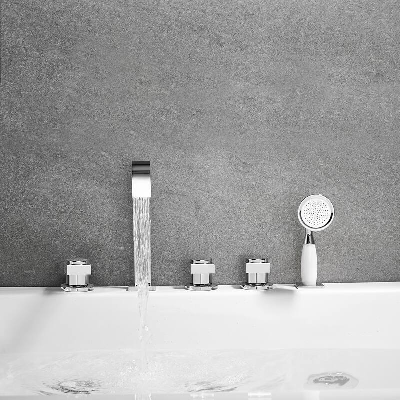 Altair Vikran Triple Handle Deck-Mount Roman Tub Faucet Trim with Handshower