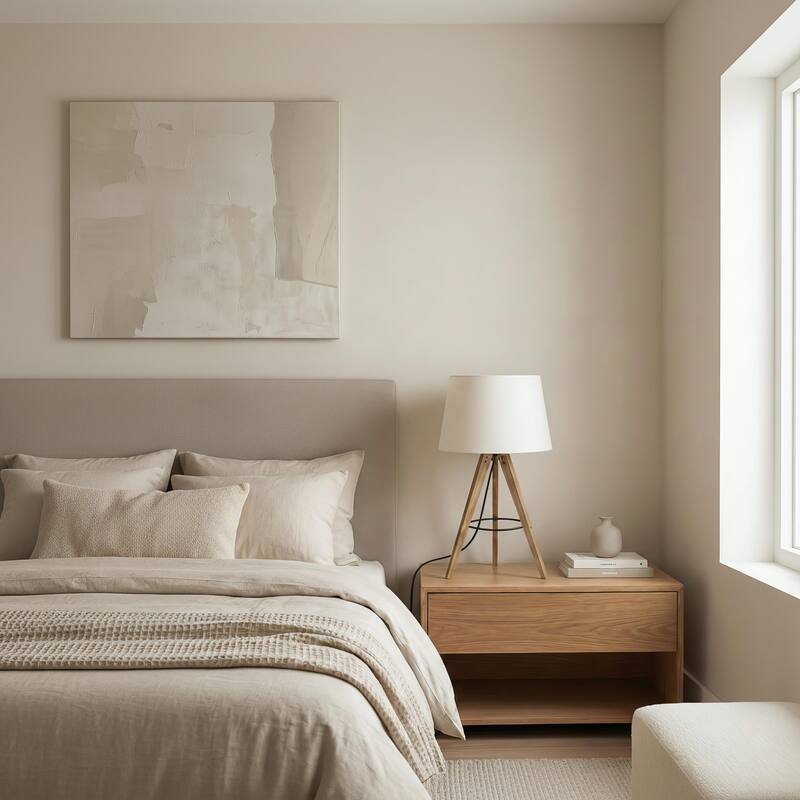 Irina Wooden Tripod Table Lamp with Trapezoid Linen Shade