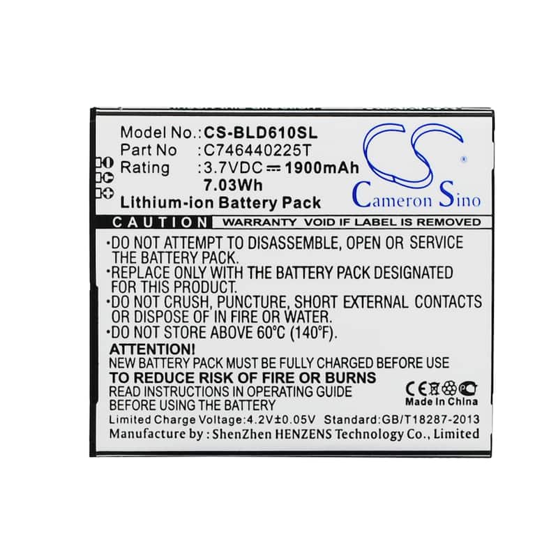 Battery for BLU D610 D610A D610i Studio 5.5 C746440225T SmartPhone CS-BLD610SL - Black