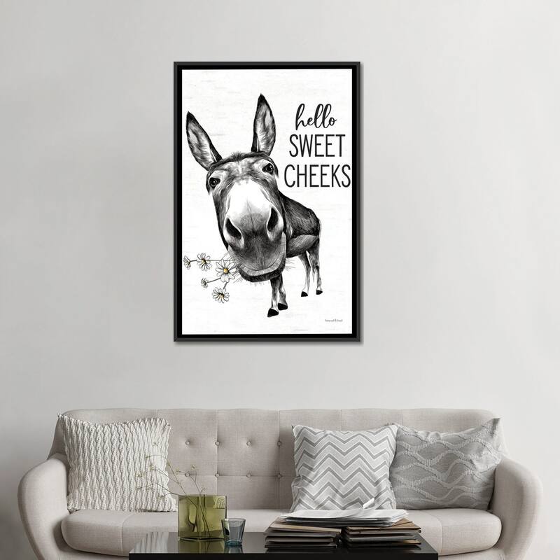 iCanvas "Hello Sweet Cheeks Donkey" by lettered & lined Framed Canvas Print