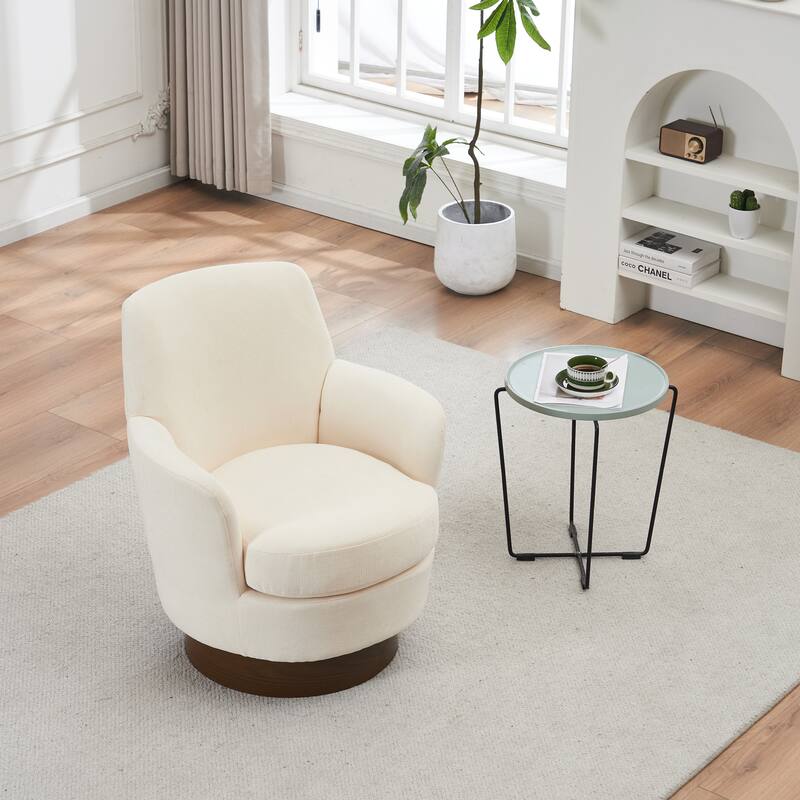 Swivel Barrel Chair, Accent Chairs Armchair for Living Room, Comfy Reading Chairs Round Barrel Chairs with Stainless Steel Base