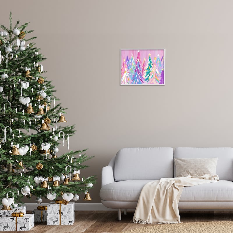 Stupell Pastel Christmas Trees Abstraction Framed Giclee Art Design By Arlington Prints