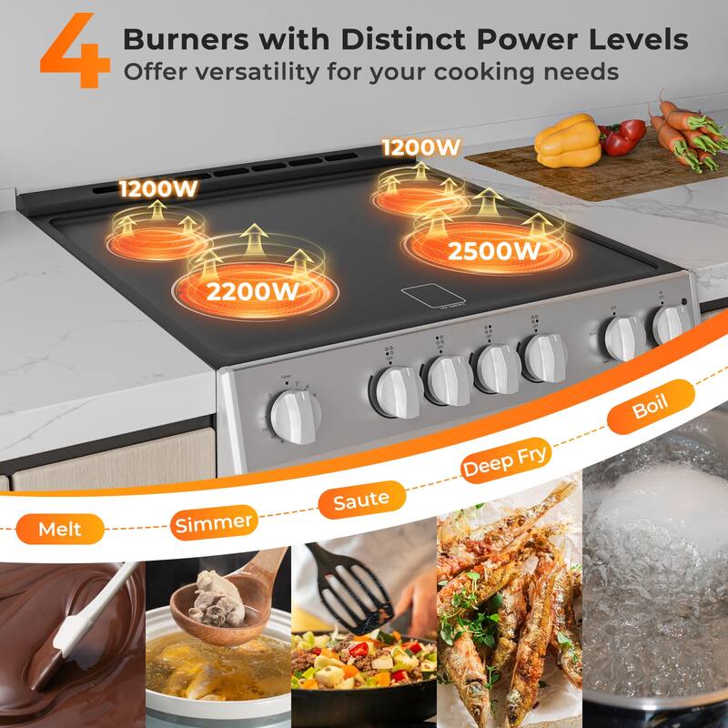 Costway Electric Range 30" Freestanding & Slide-in Kitchen Stove with - Black and Silver - See Details