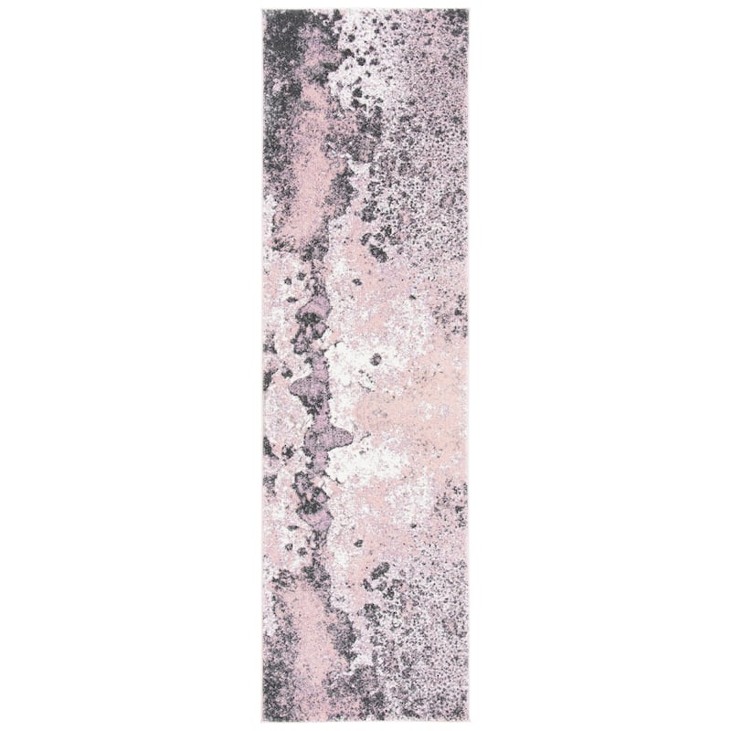 SAFAVIEH Glacier Liliana Watercolor Modern Abstract Rug - 2'3" x 12' Runner - Pink/Grey