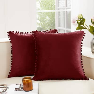 Deconovo Set of 4 Velvet Pom-Pom Pillow Covers Multiple Sizes