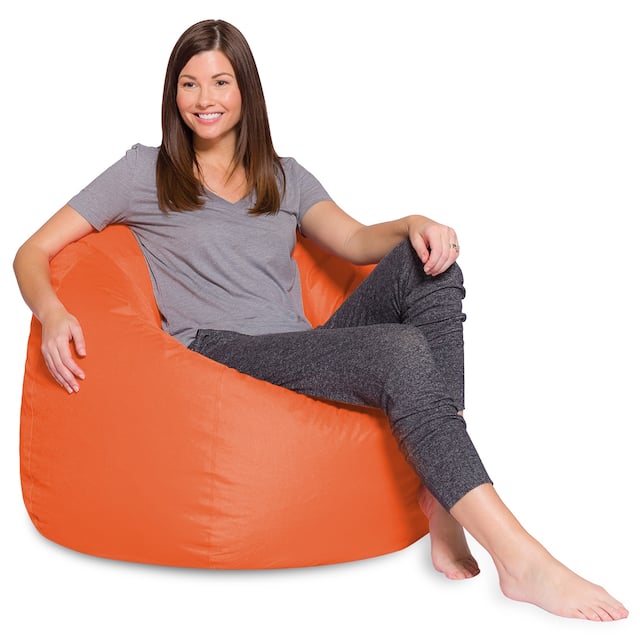 Kids Bean Bag Chair, Big Comfy Chair - Machine Washable Cover - 48 Inch Extra Large - Solid Orange