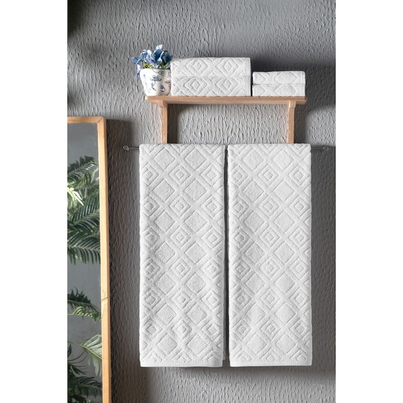 Luxury Larue Jacquard Diamond Bath Towel 6 Pc Towel Set