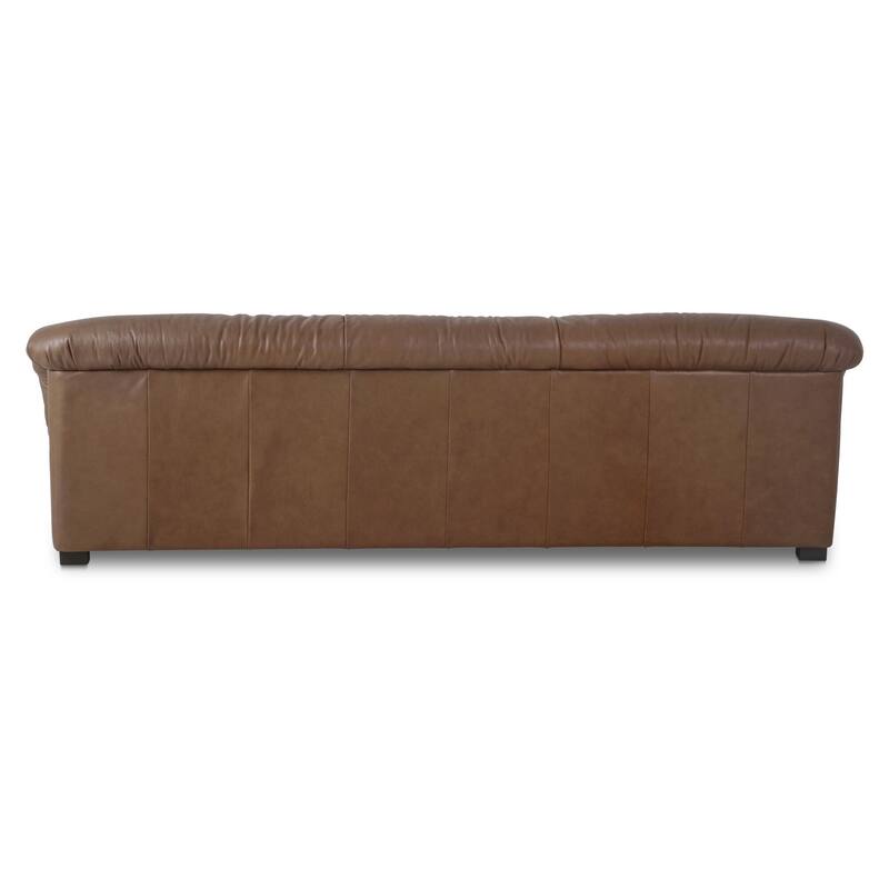 NADAAL STUDIOS Zarek Sofa, Oversized Postmodern Form in Top Grain Leather with Feather-Filled Cushions, Tan
