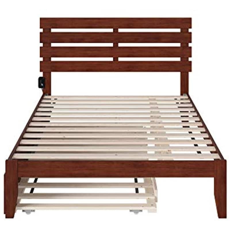 Mountain Bed Frame with Trundle - Solid Wood Bed, Modern Farmhouse Style, Low Profile Design, 78" Twin Size