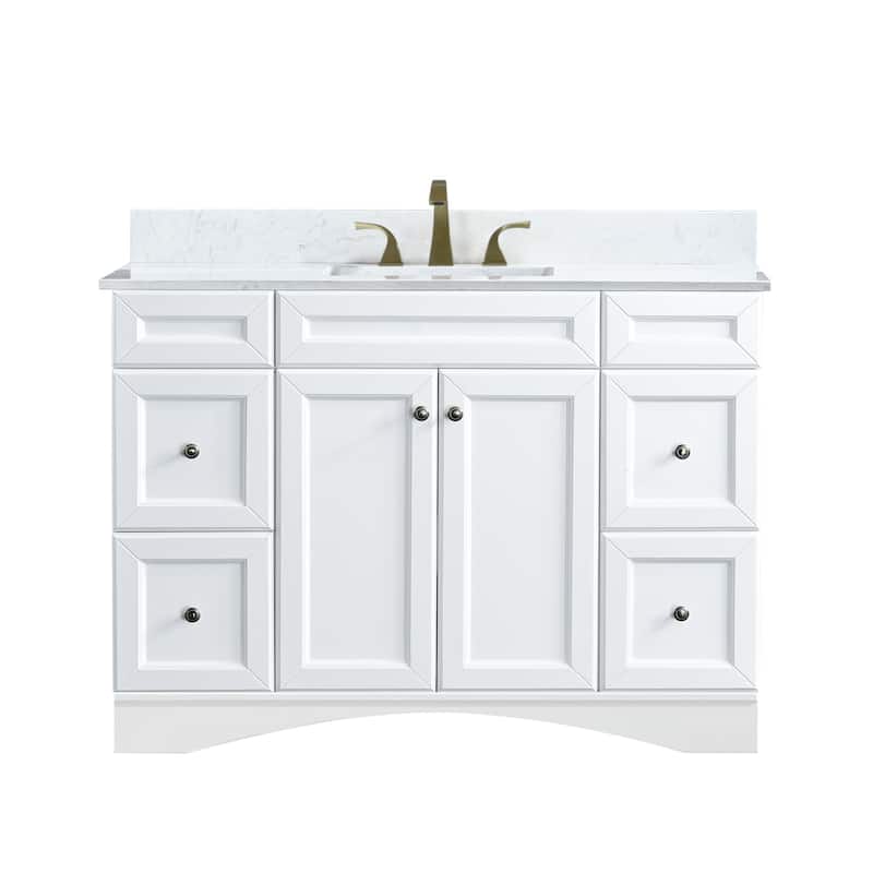 YASINU 48 inch Single Bathroom Vanity in White with Marble Top - Cultured Marble Top