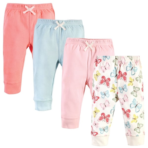 slide 1 of 1, Touched by Nature Baby Girl Organic Cotton Pants 4pk, Butterflies 0-3 Months - Butterflies