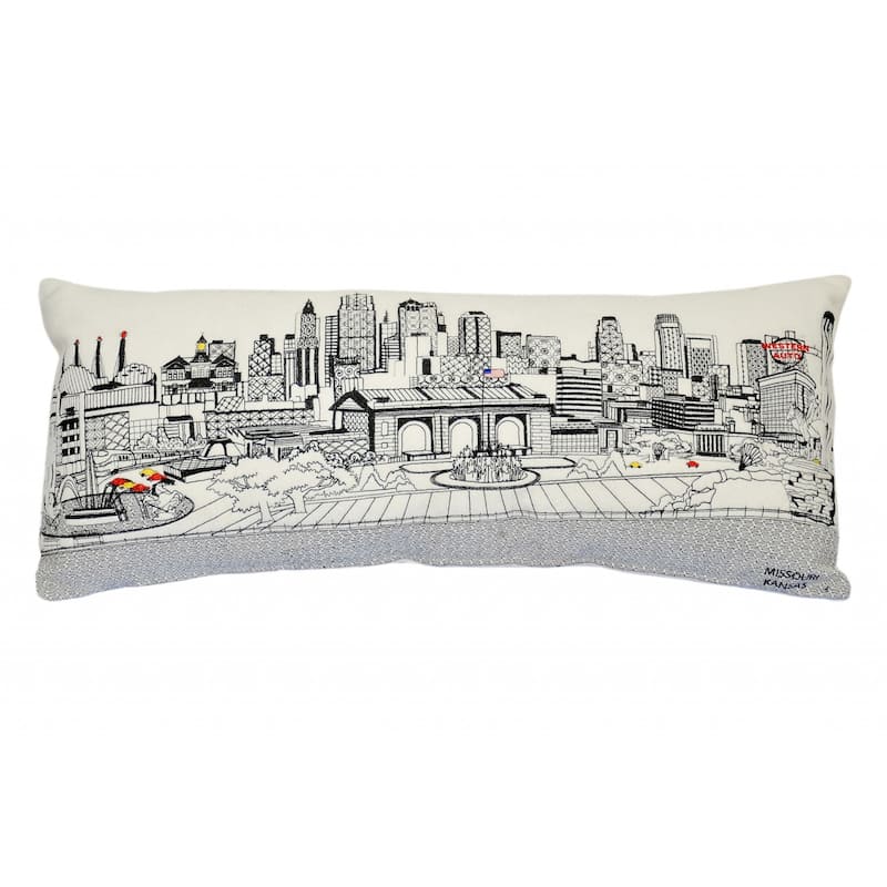 HomeRoots 35" White Kansas City Daylight Skyline Lumbar Decorative Pillow