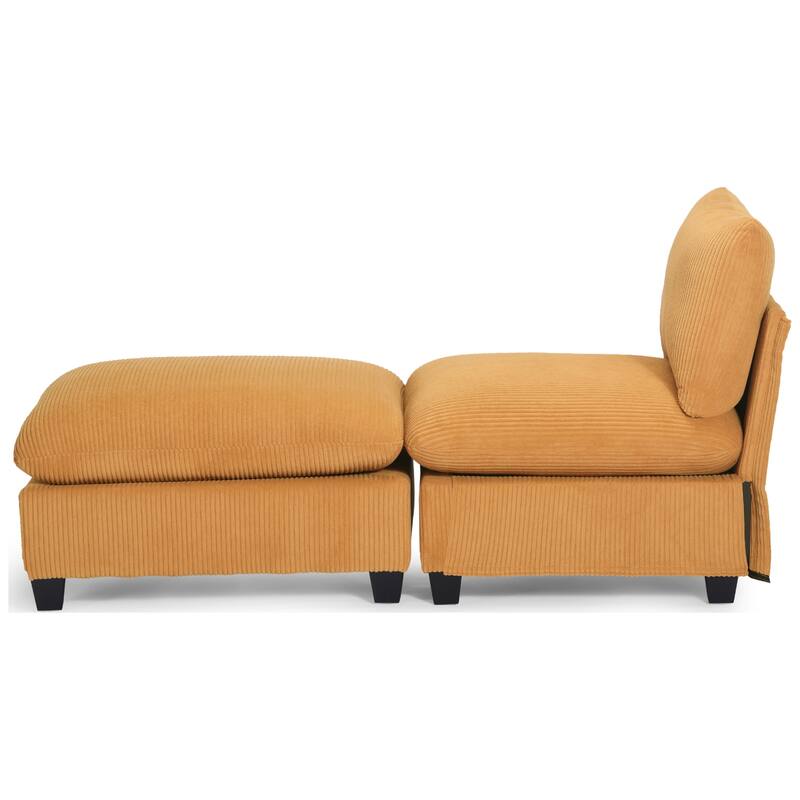 Hamilton Corduroy Upholstered Single Sofa Chair with Ottoman