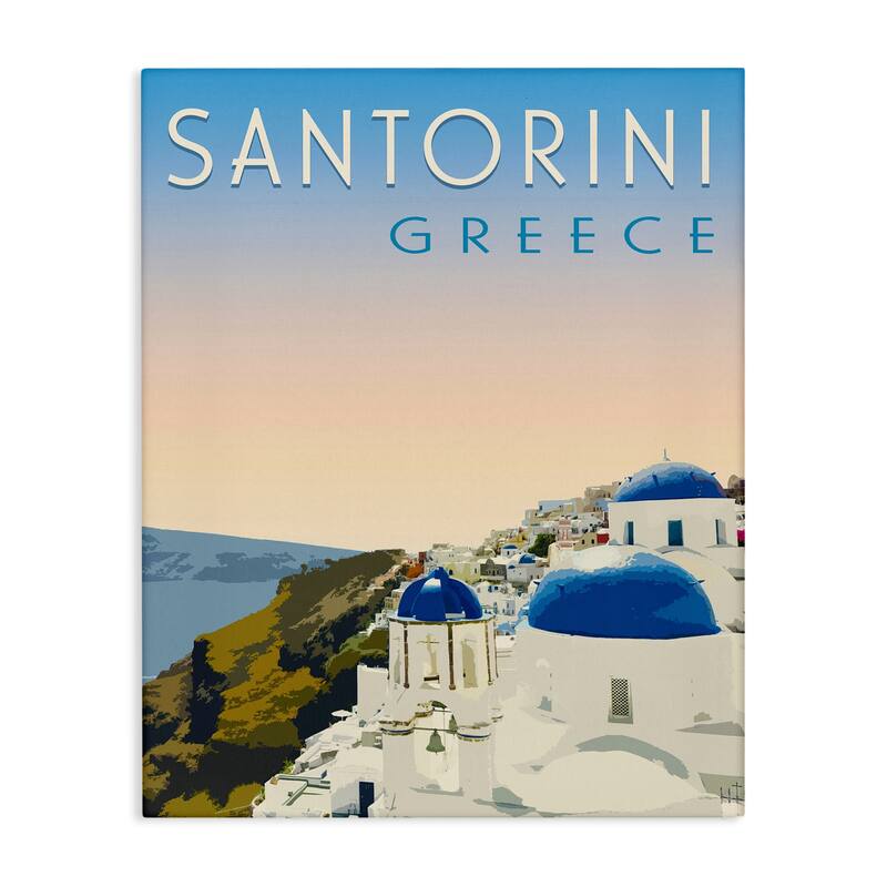 Stupell Vintage Santorini Cityscape Canvas Wall Art Design By Victoria Barnes - 30 x 40