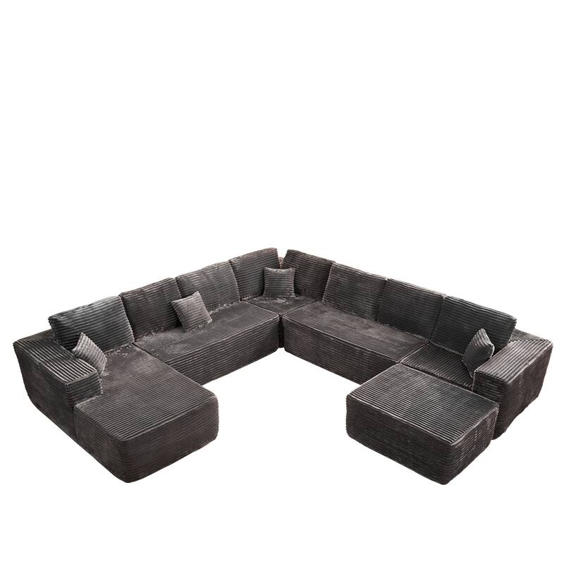 OVIOS 5-Piece Arced Plush Modular Sofa Set