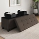 preview thumbnail 75 of 192, Empyrean Tuffted Folding Foot Rest Storage Ottoman Bench with Storage Bins 43 Inch - Brown Fabric