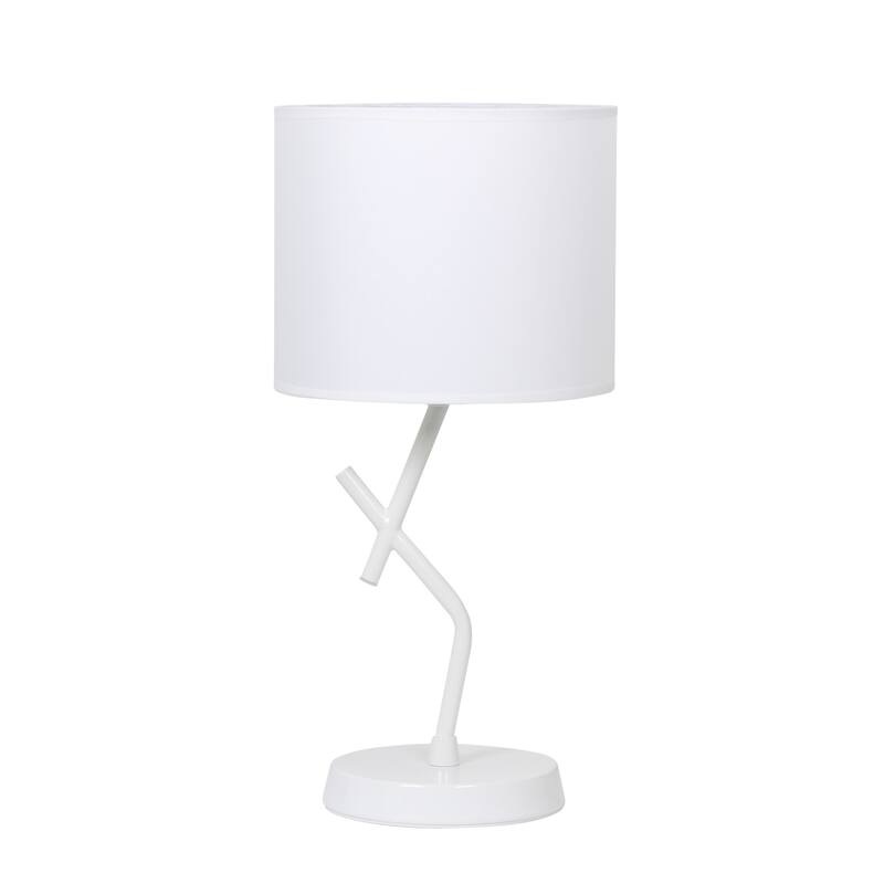 Abstract Angular Table Lamp with Drum Shade - 17" - White