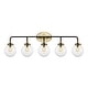 preview thumbnail 36 of 154, JONATHAN Y Bevin Contemporary Transitional Iron/Glass LED Vanity Light 5-Light - Black/Brass Gold