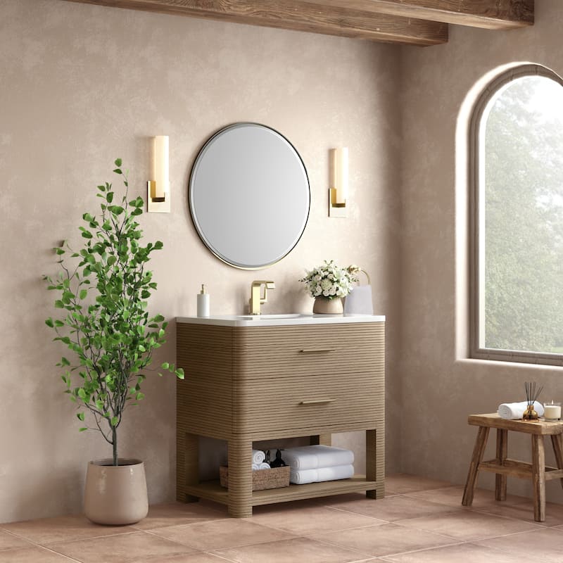 James Martin Vanities Lucian 36" Single Vanity, Pebble Oak