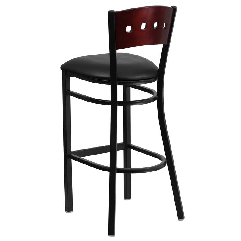 Decorative 4 Square Back Metal Restaurant Barstool - 19.75"W x 20"D x 43"H - 19.75"W x 20"D x 43"H