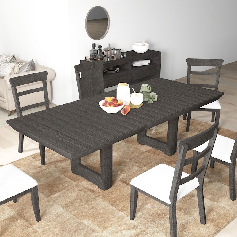 Rectangular Wood Extendable Dining Table Set Stretchable Farmhouse Dining Cabinet for Dining