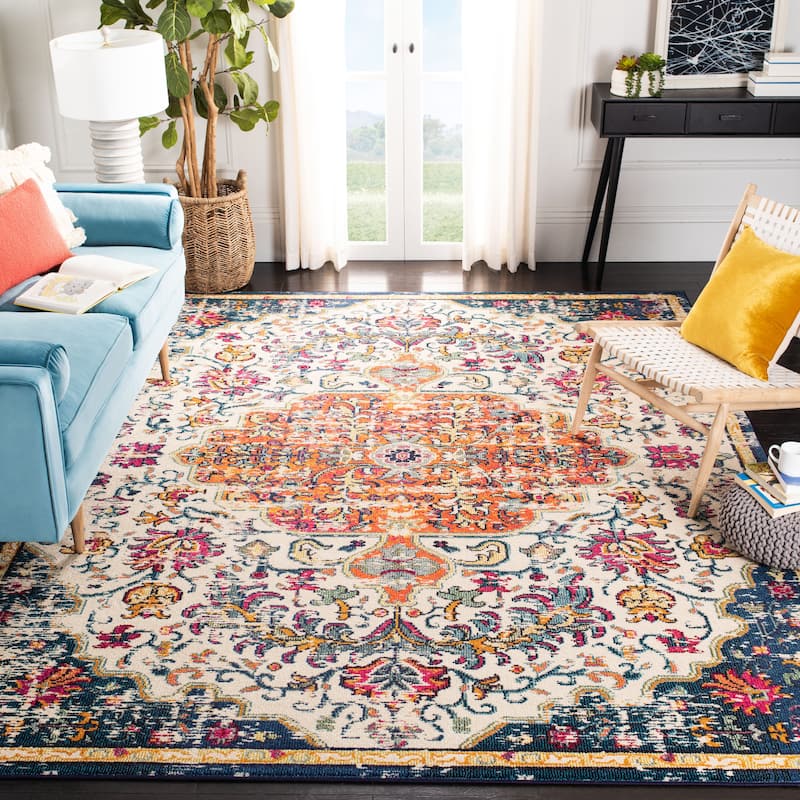 SAFAVIEH Madison Sabire Boho Medallion Distressed Rug - 2'2"x22' Runner - Green/Turquoise