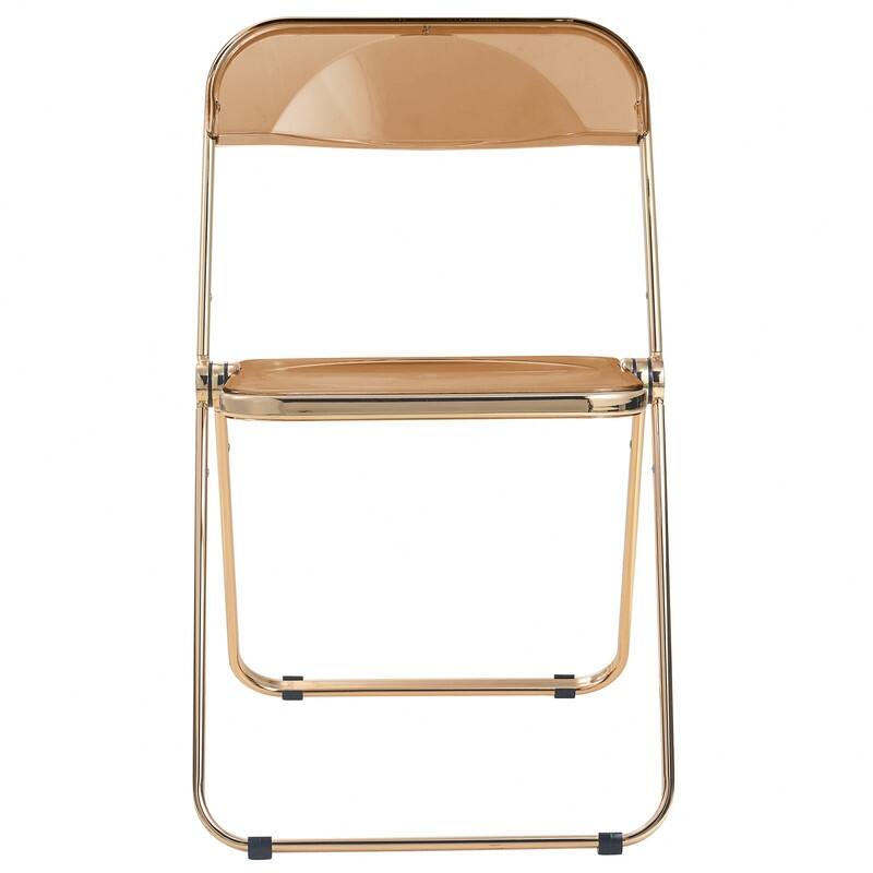 Lawrence Modern Foldable Transparent Acrylic Folding Dining Chair with Accent Gold Chrome Frame for Home Living and Dining Room