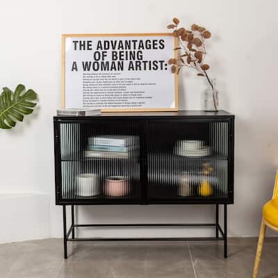 Modern Sideboard Storage Cabinet With Wide Shelves