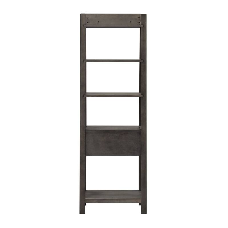 Modern Farmhouse Dusty Charcoal Distressed Leaning Bookcase