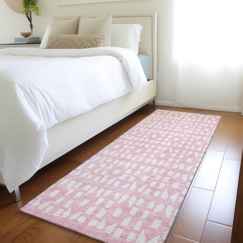 Premium Washable Super Soft Modern Imprints Mayfield Rug - Pink - 2'3" x 7'6"